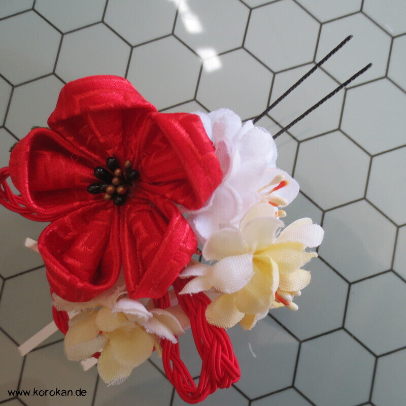 japanische Kanzashi Haarnadel Blüten mit Hänge Birra Birra