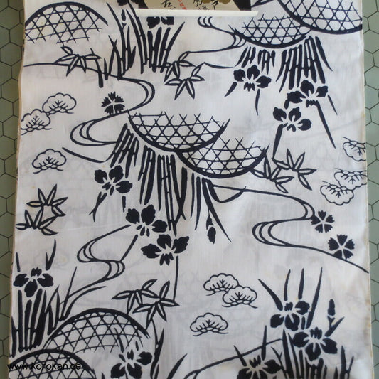Iris und Bambusgitter Yukata Kimono Baumwoll Stoff