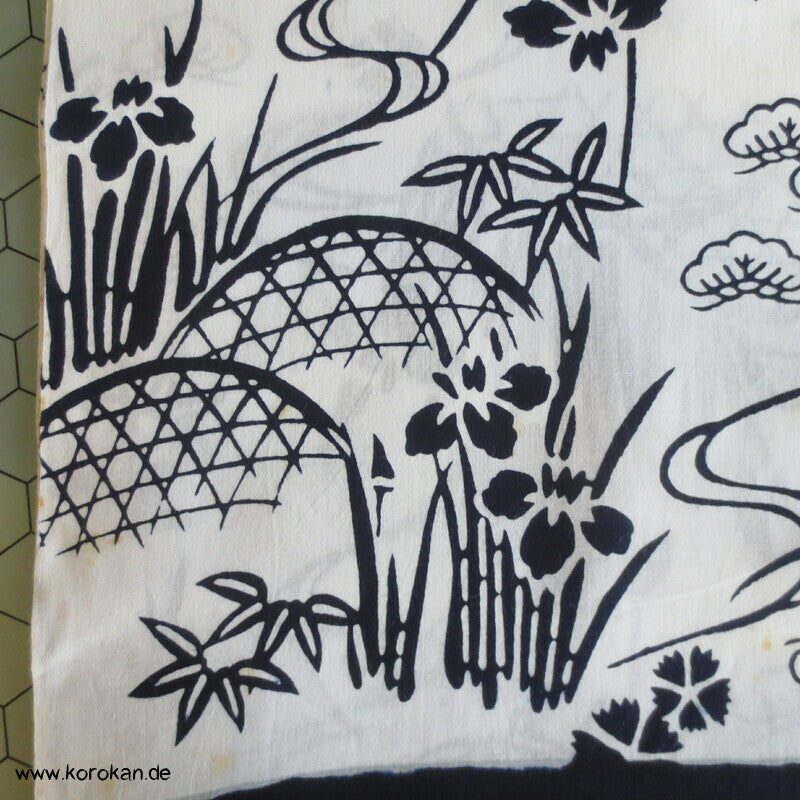 Iris und Bambusgitter Yukata Kimono Baumwoll Stoff