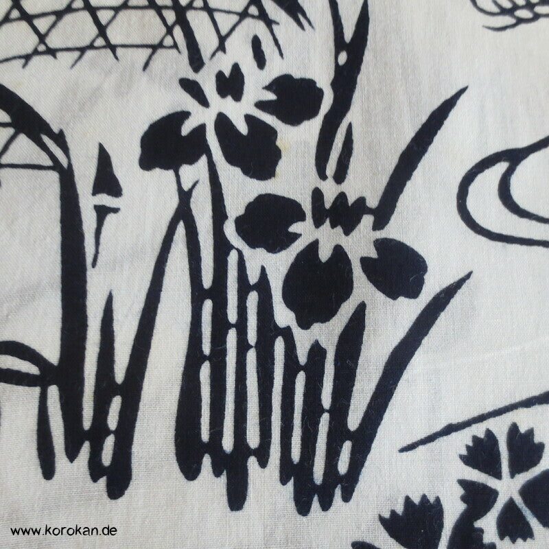 Iris und Bambusgitter Yukata Kimono Baumwoll Stoff