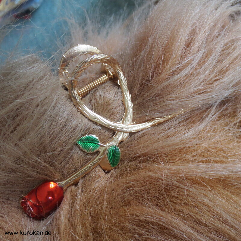 Haarkralle, Metall, Blumenformen, Emaille lackiert