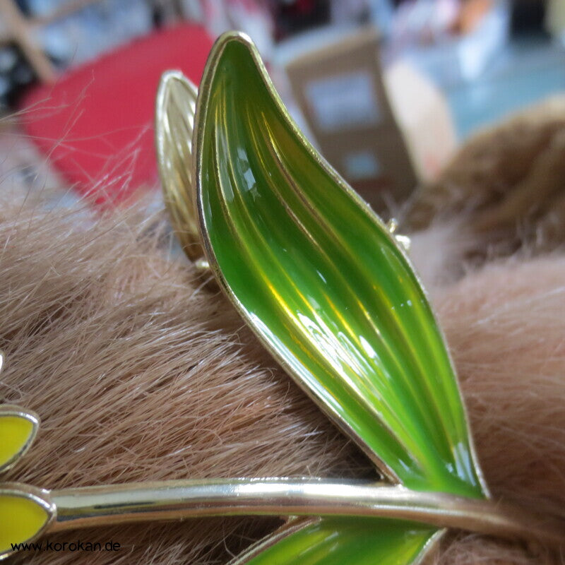 Haarkralle, Metall, Blumenformen, Emaille lackiert