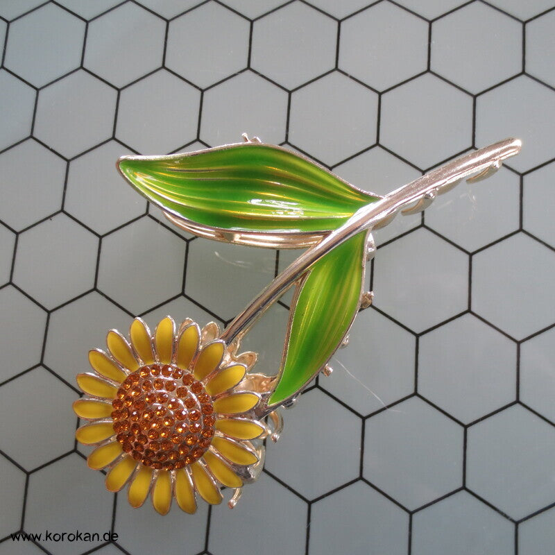 Haarkralle, Metall, Blumenformen, Emaille lackiert