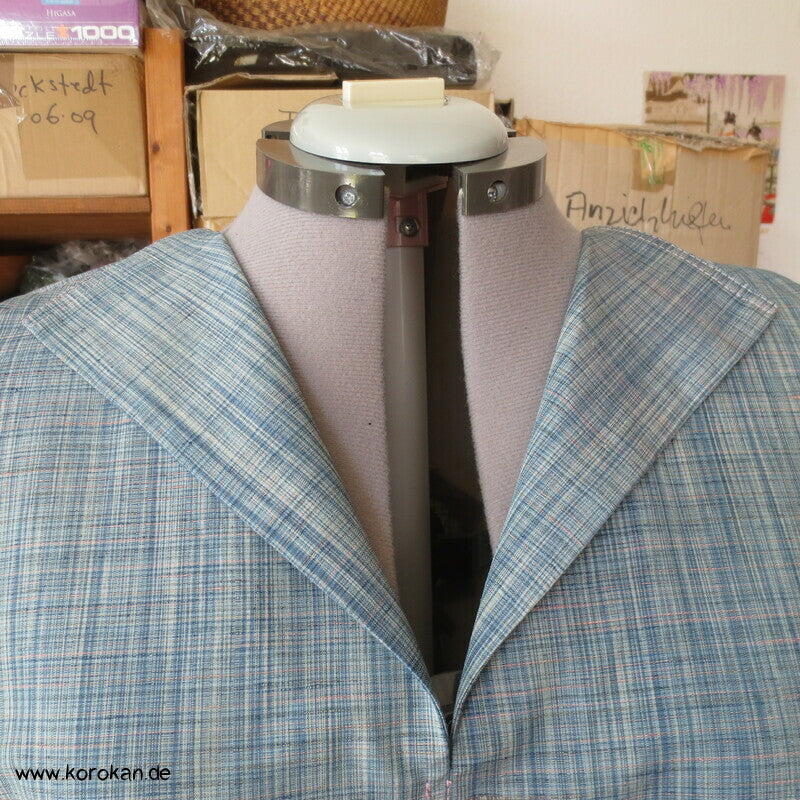 Overall aus feinkarierter Tsumugi Seide, Araihari Kimono