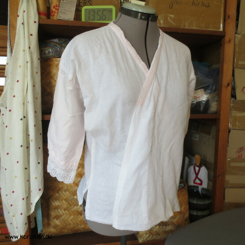 Winter Hadajuban Kimono Unterhemd, Korpus Baumwoll, Ärmel mit Spitze