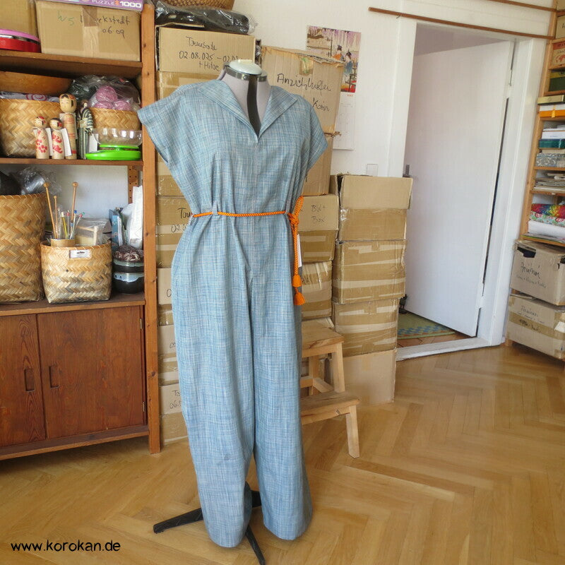 Overall aus feinkarierter Tsumugi Seide, Araihari Kimono