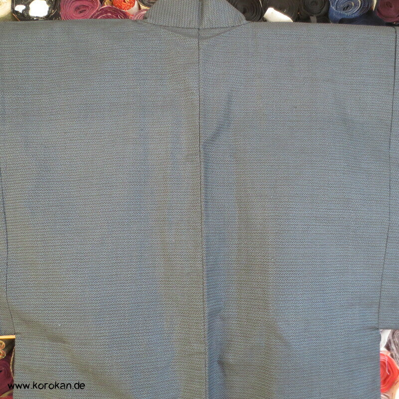 blauer Tsumugi Kasuri Seiden Haori, Langustendruck Futter