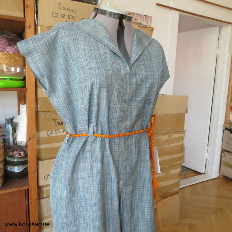 Overall aus feinkarierter Tsumugi Seide, Araihari Kimono