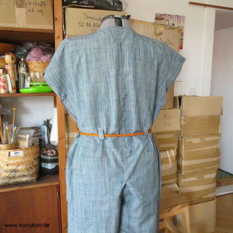 Overall aus feinkarierter Tsumugi Seide, Araihari Kimono