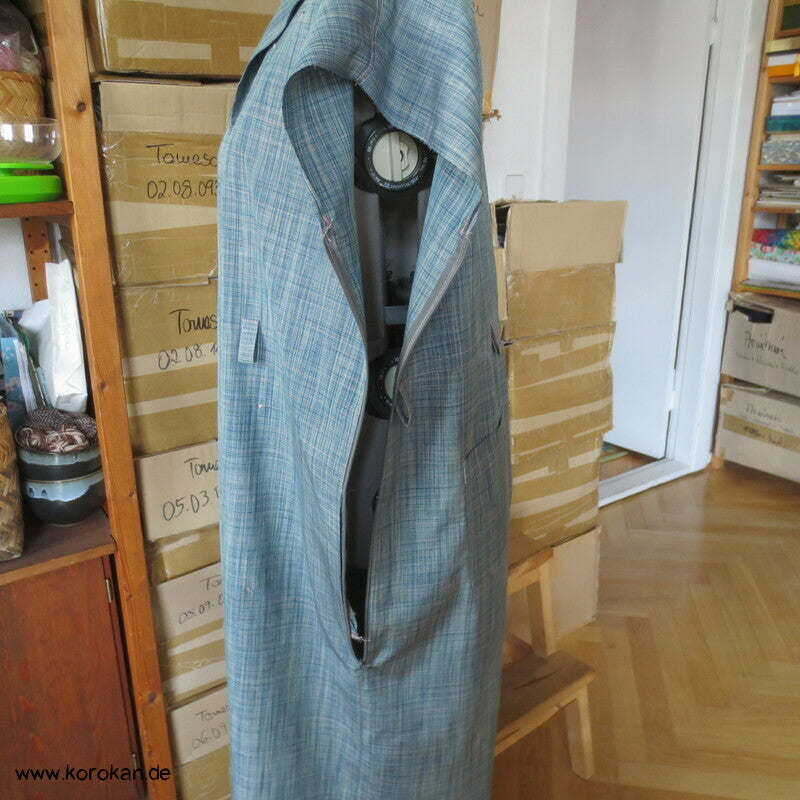 Overall aus feinkarierter Tsumugi Seide, Araihari Kimono