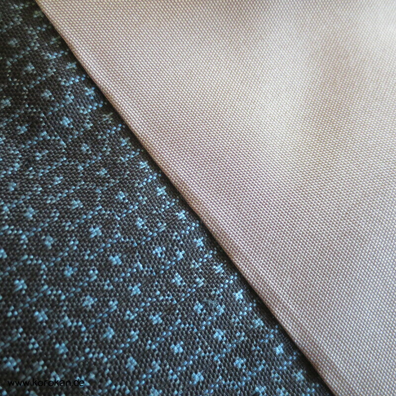 blauer Tsumugi Kasuri Seiden Haori, Langustendruck Futter