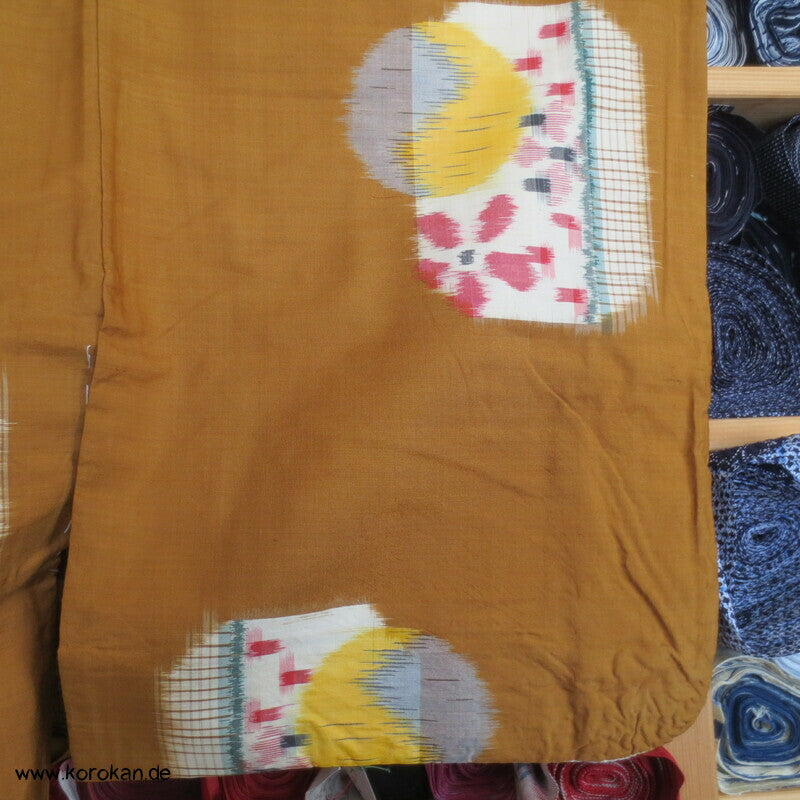 Japan Art Deco abstrakte Muster auf curry Meisen Seiden Kimono
