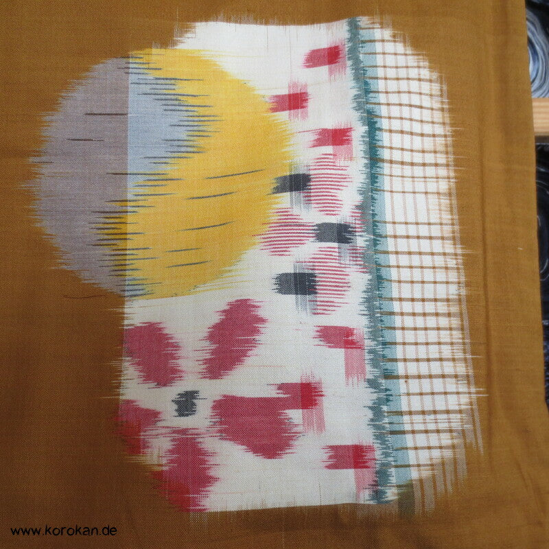 Japan Art Deco abstrakte Muster auf curry Meisen Seiden Kimono