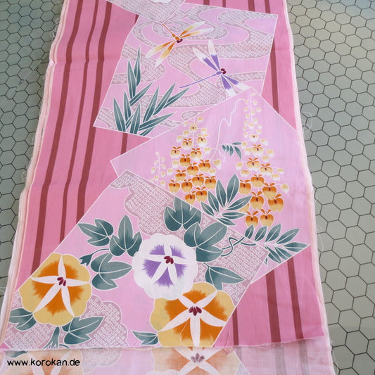 Shikishi, Ackerwinden, Wisteria, Libelle Yukata Kimono Baumwoll Stoff