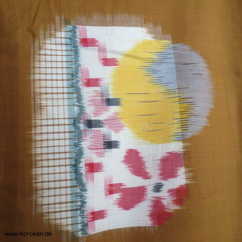 Japan Art Deco abstrakte Muster auf curry Meisen Seiden Kimono