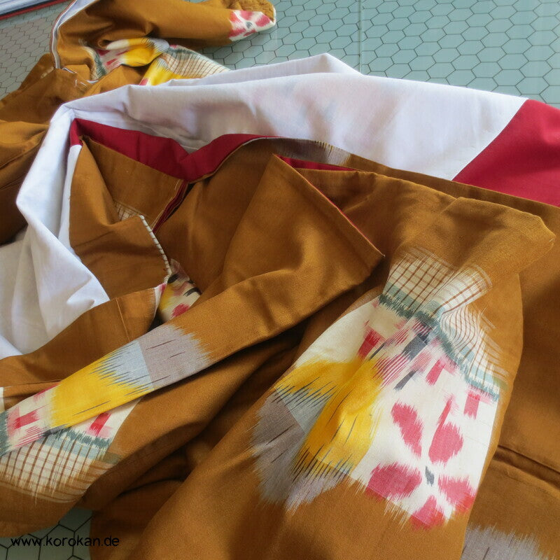 Japan Art Deco abstrakte Muster auf curry Meisen Seiden Kimono