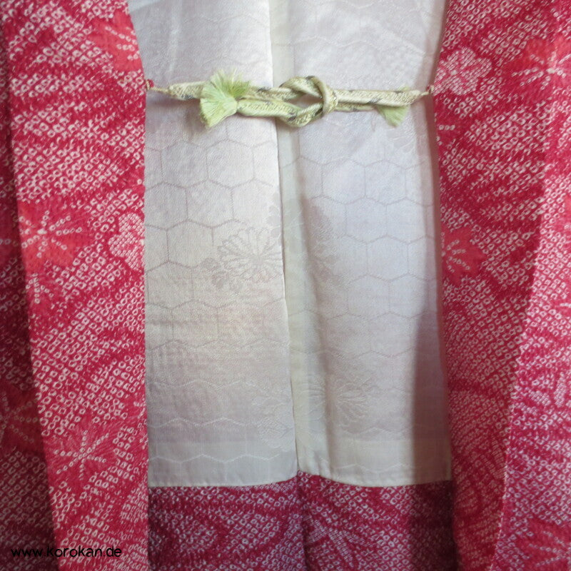 Fake Full Shibori Haori Ahornblätter in rotrosa