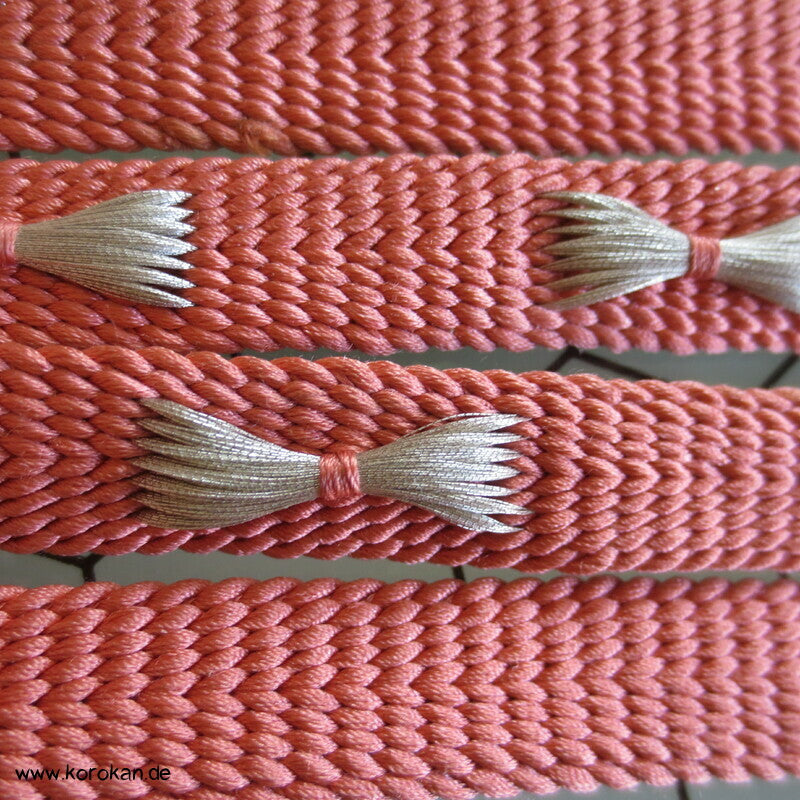 altrosa silber Obijime, Seide / Lurex in Pappbox