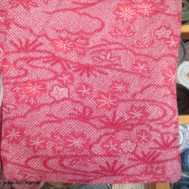Fake Full Shibori Haori Ahornblätter in rotrosa