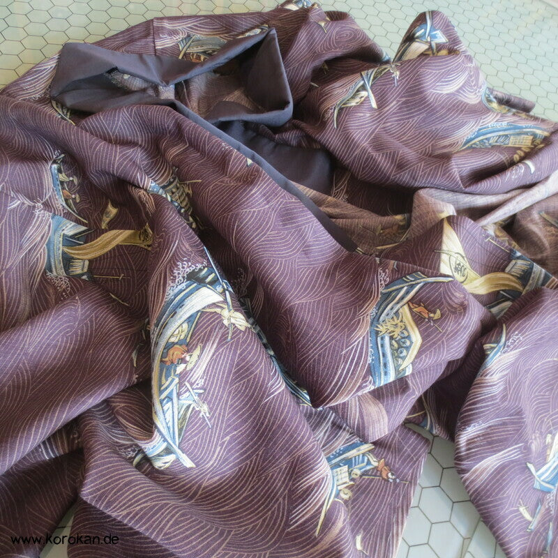 Transportboote auf Wellen Wollmuslin Juban