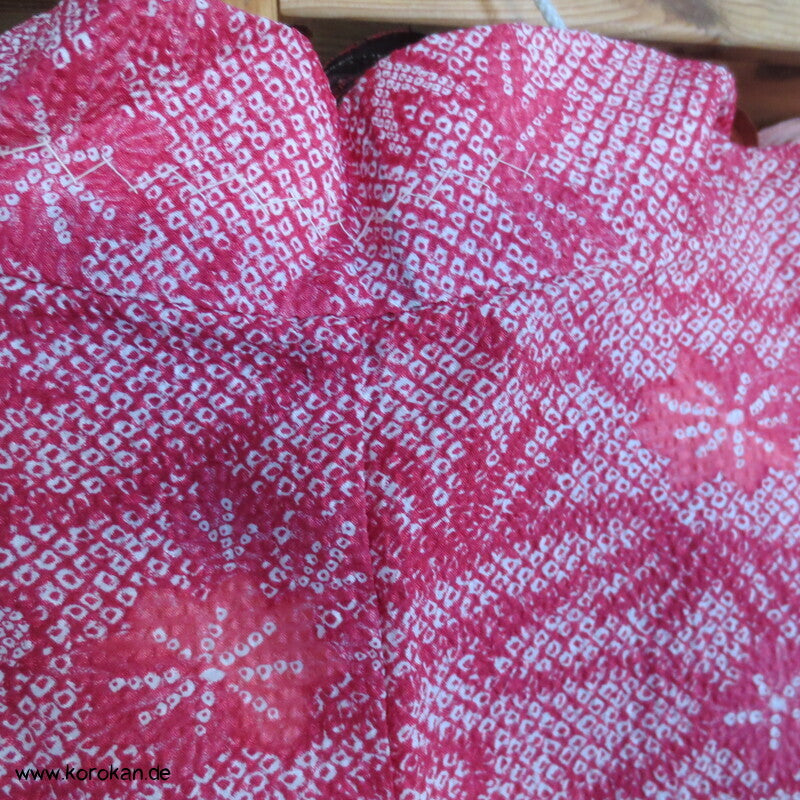 Fake Full Shibori Haori Ahornblätter in rotrosa