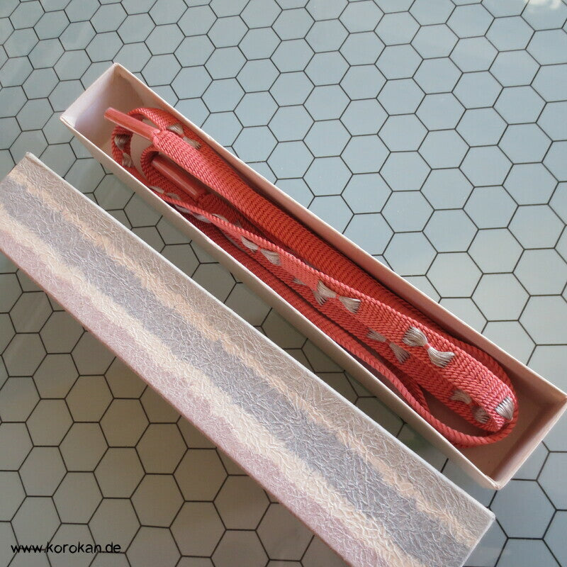 altrosa silber Obijime, Seide / Lurex in Pappbox