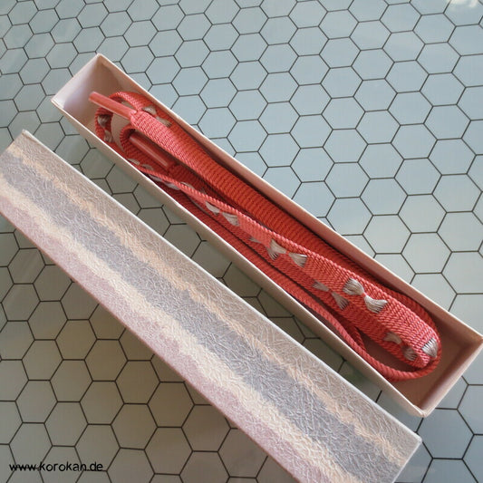altrosa silber Obijime, Seide / Lurex in Pappbox