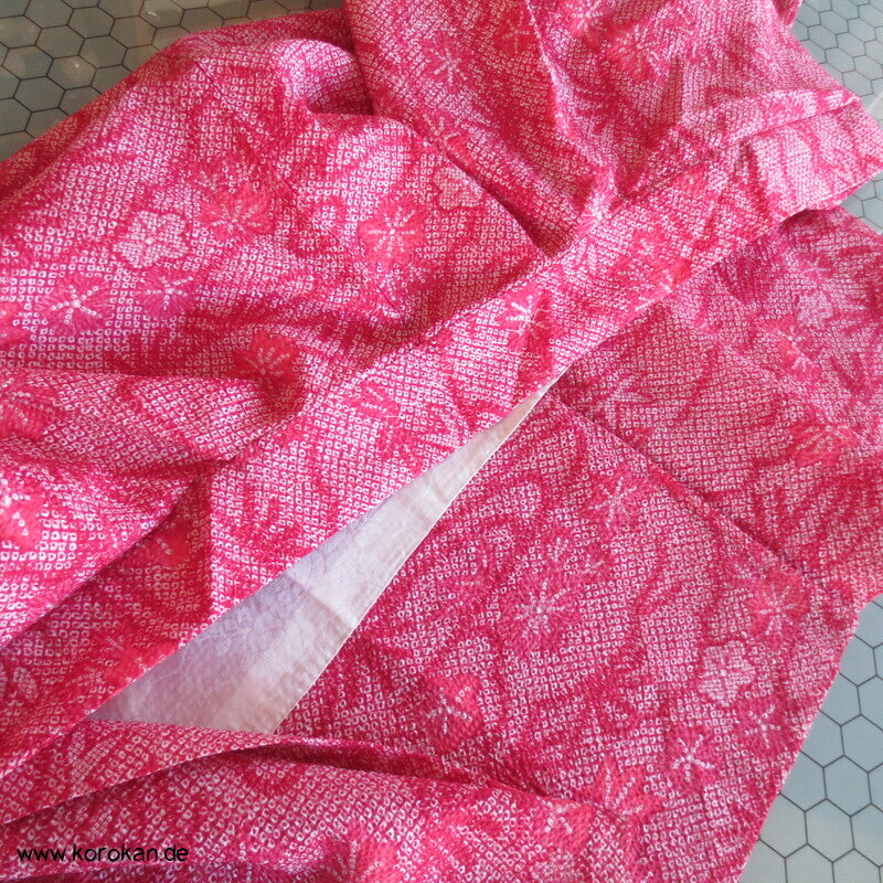 Fake Full Shibori Haori Ahornblätter in rotrosa