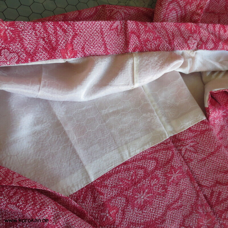 Fake Full Shibori Haori Ahornblätter in rotrosa