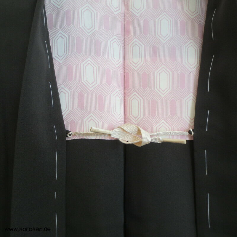 abstrakte Blumen mit Grünzeug Seidencrepe Haori Jacke, mit Himo