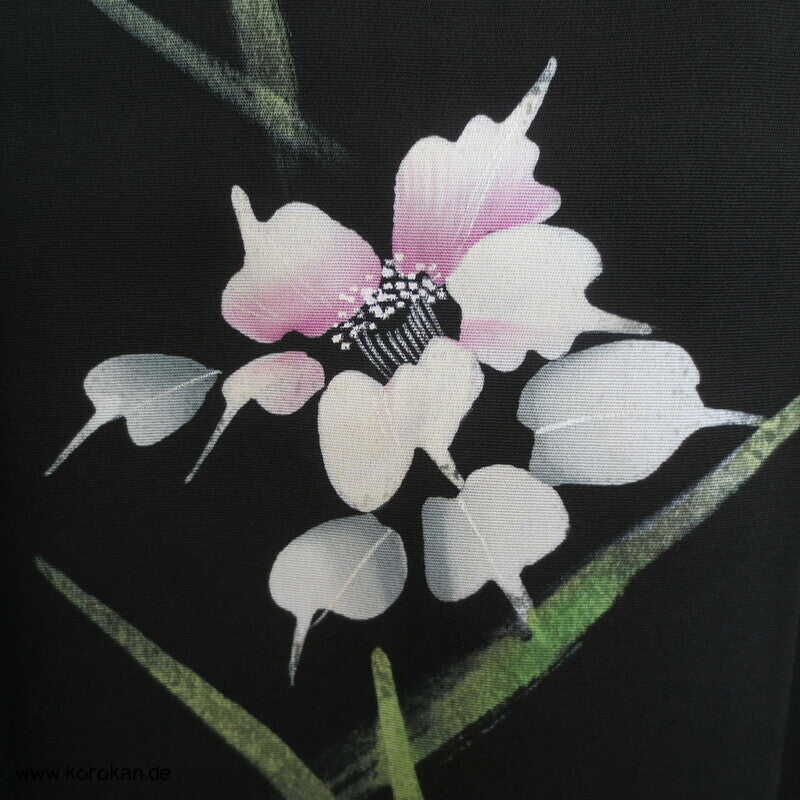 abstrakte Blumen mit Grünzeug Seidencrepe Haori Jacke, mit Himo
