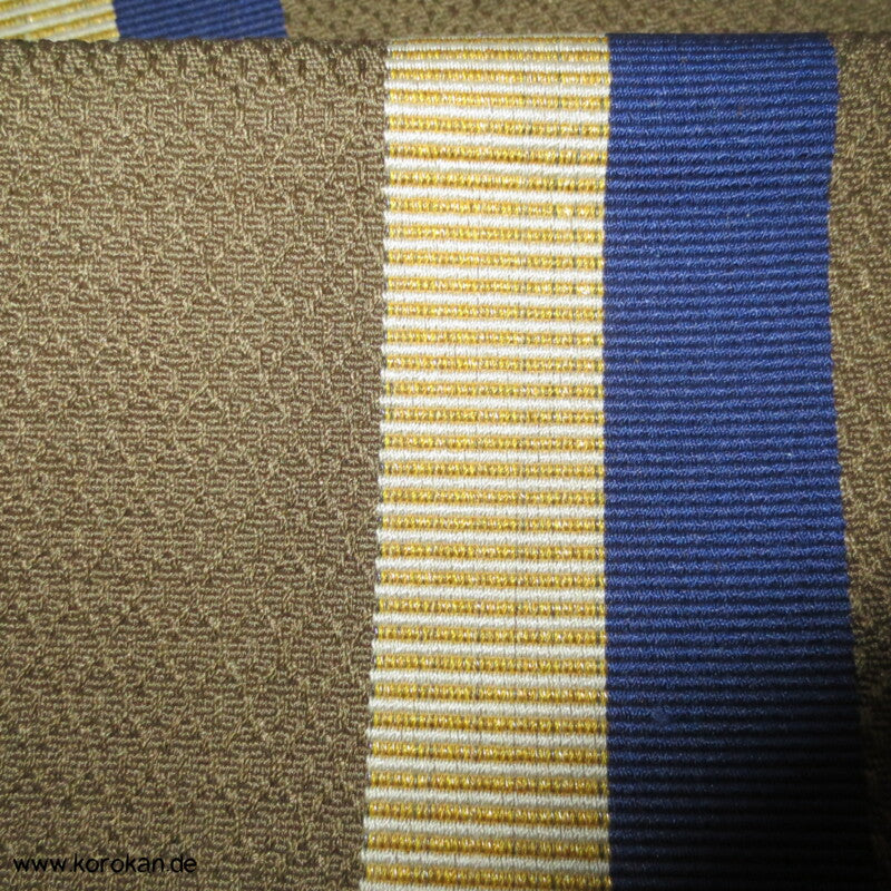 Streifen Fukuro Obi , oliv mit blau gold