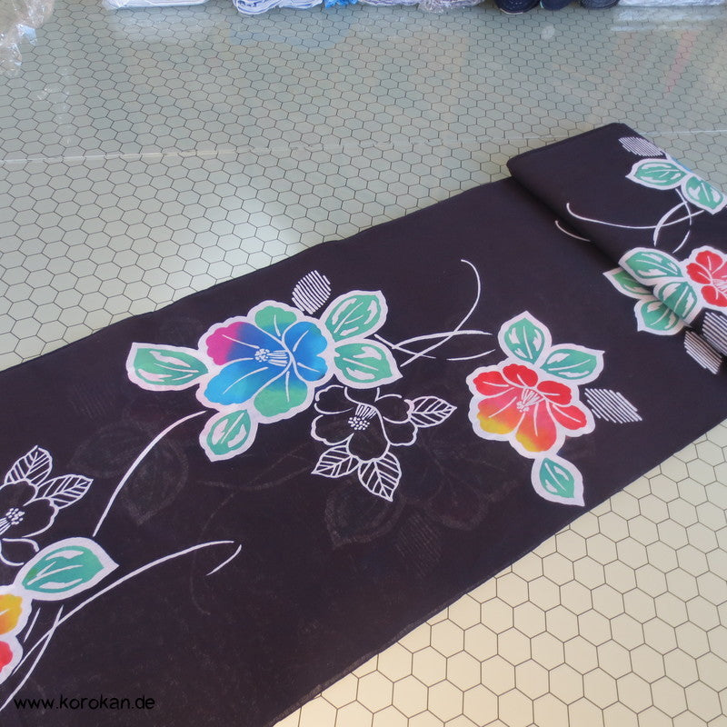 bunte Blüten Yukata Kimono Baumwolle