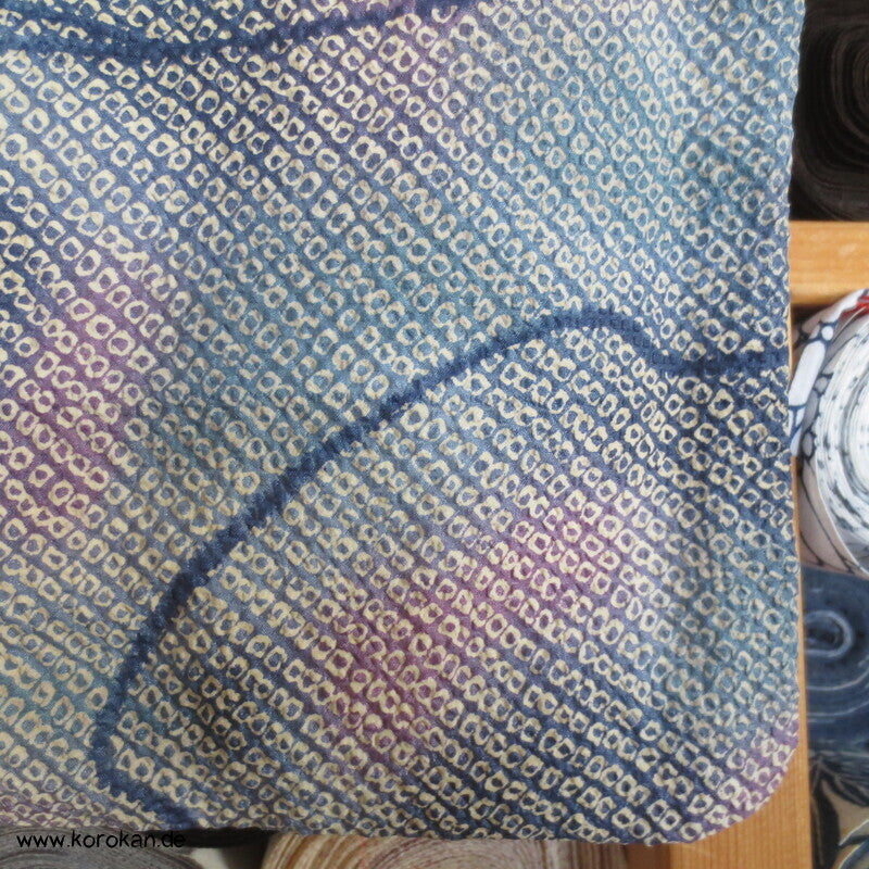 Fake Full Shibori Haori Ahornblätter in hellblau indigo flieder