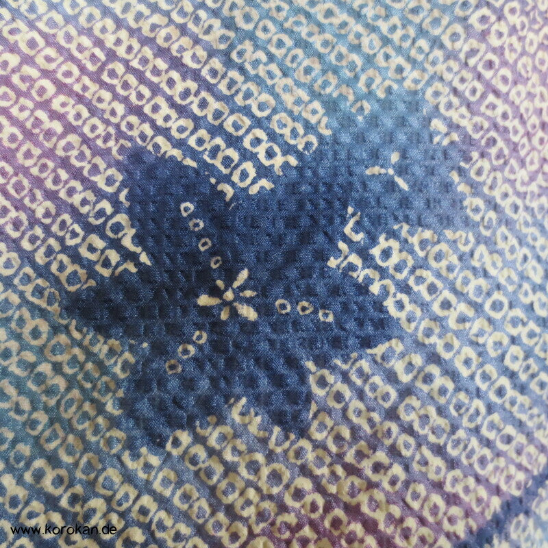 Fake Full Shibori Haori Ahornblätter in hellblau indigo flieder