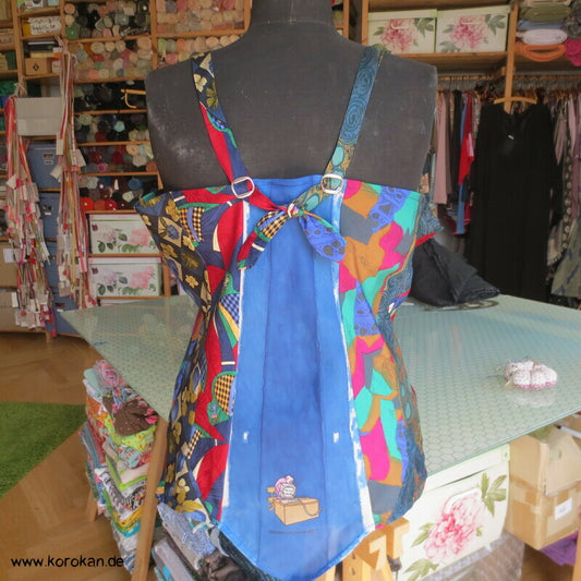 Upcycling Seiden Krawatten Top  bunt