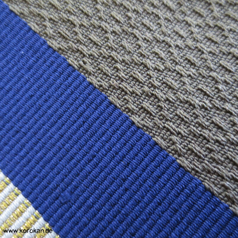 Streifen Fukuro Obi , oliv mit blau gold