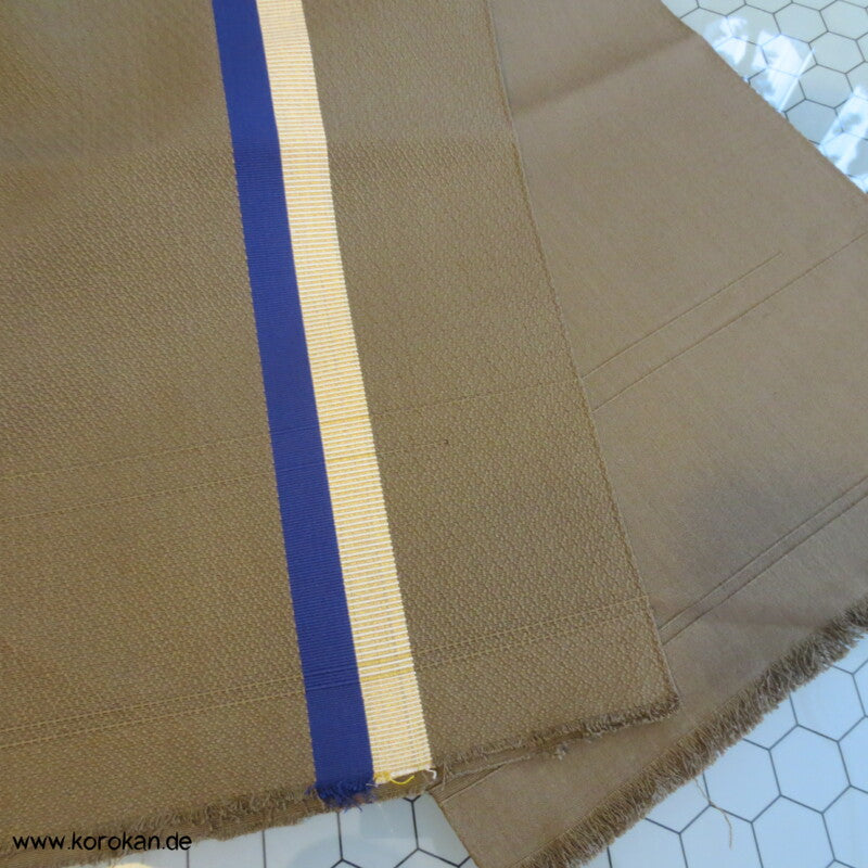 Streifen Fukuro Obi , oliv mit blau gold