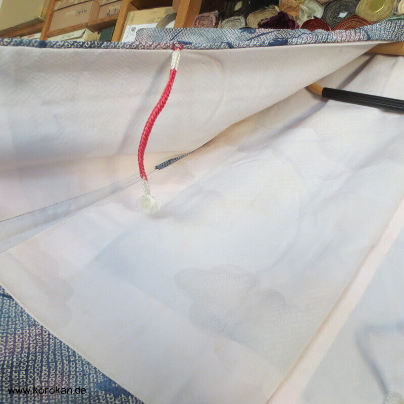 Fake Full Shibori Haori Ahornblätter in hellblau indigo flieder