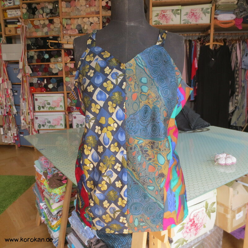 Upcycling Seiden Krawatten Top  bunt