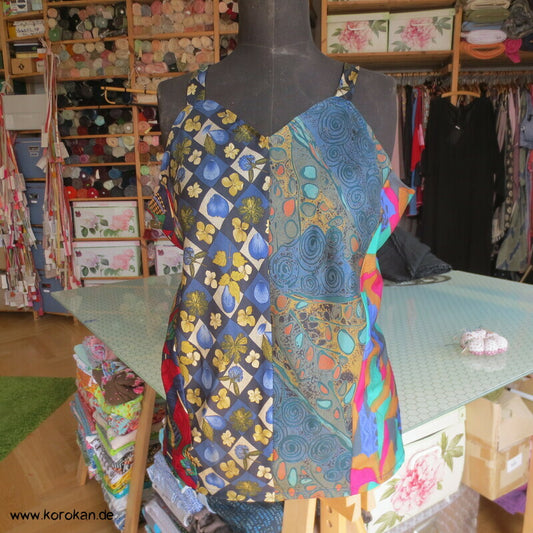 Upcycling Seiden Krawatten Top  bunt