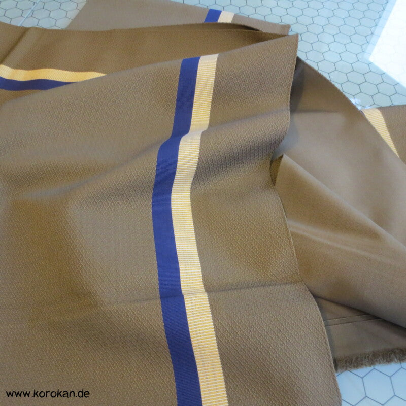 Streifen Fukuro Obi , oliv mit blau gold