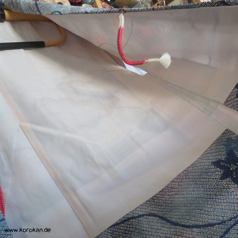Fake Full Shibori Haori Ahornblätter in hellblau indigo flieder