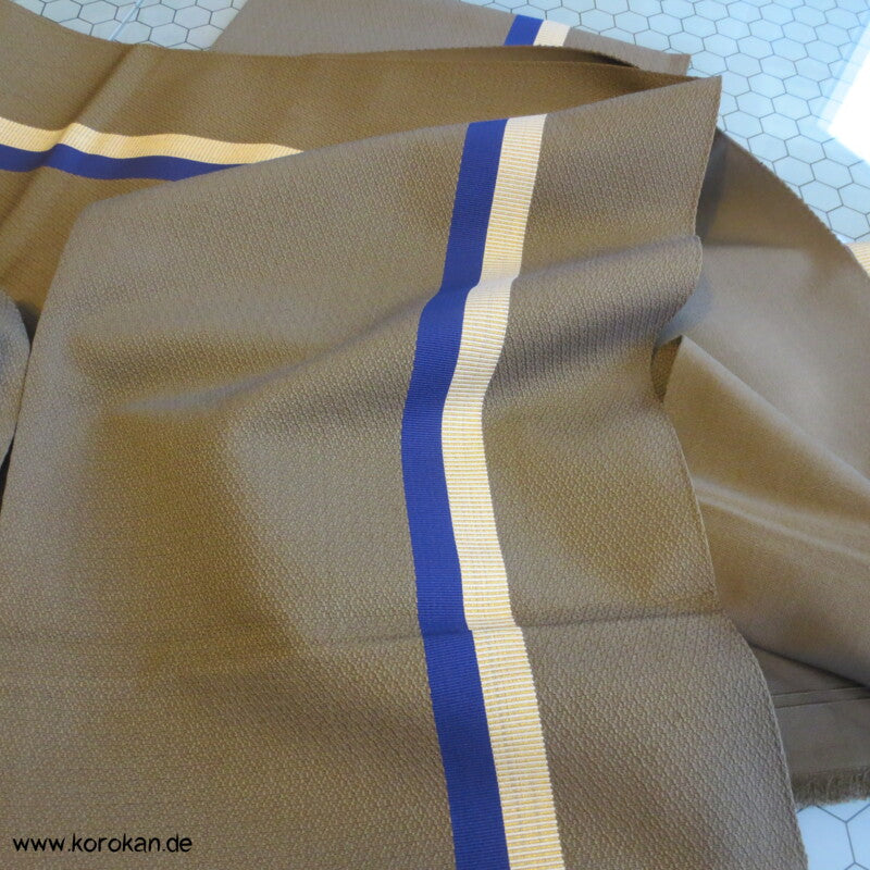 Streifen Fukuro Obi , oliv mit blau gold