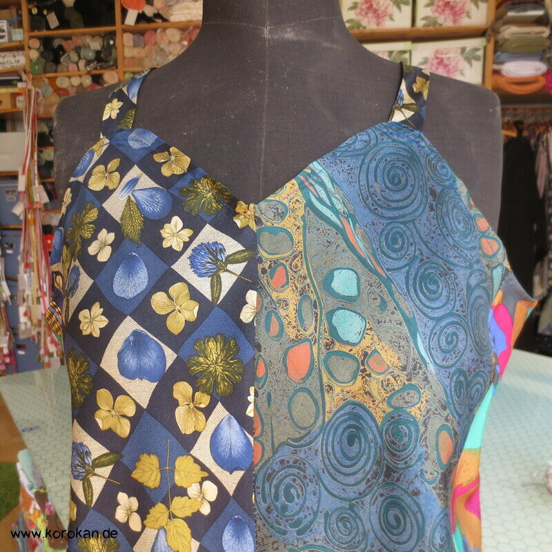 Upcycling Seiden Krawatten Top  bunt
