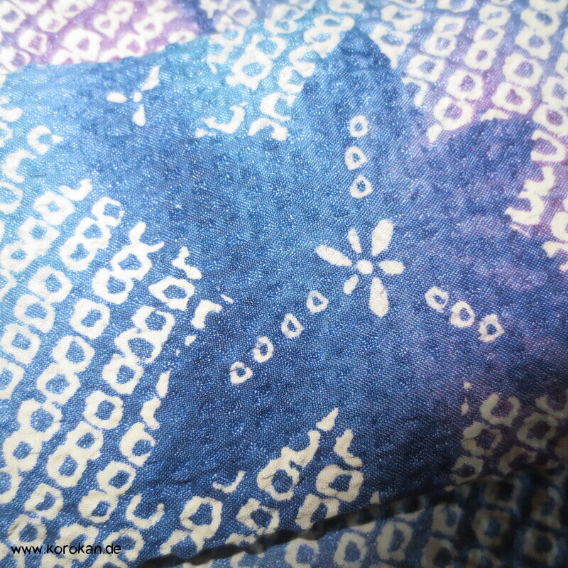 Fake Full Shibori Haori Ahornblätter in hellblau indigo flieder