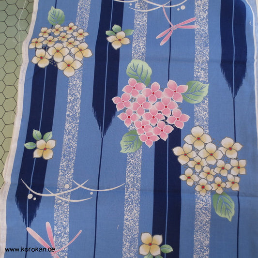 Hydrangea, Arrowstreifen, Libellen Yukata Kimono Baumwollstoff
