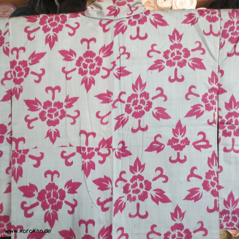 Päonien Karakusa Arabesken Meisen Seiden Kimono