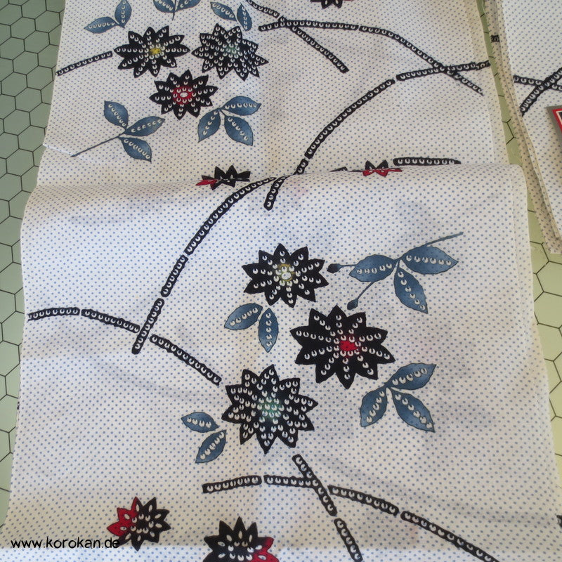 Kiku, Gräser, Kanoko Dots Yukata Kimono Baumwolle