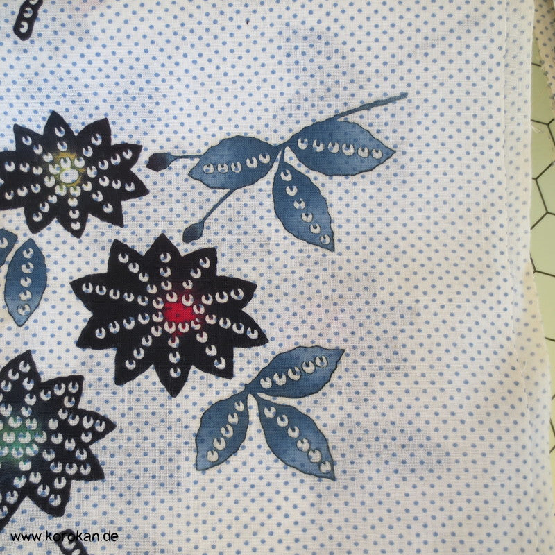 Kiku, Gräser, Kanoko Dots Yukata Kimono Baumwolle
